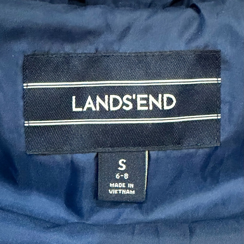 Lands End Down Feather Women’s Puffer Vest Navy Sz S 6-8 Rn62830 Full Zip - Picture 7 of 8